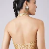 Brown Block Printed Motif Saree with Unstitched Blouse