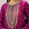 Magenta Bandhani Banarasi Dhoti Set With Gotta Work