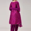 Magenta Bandhani Banarasi Dhoti Set With Gotta Work