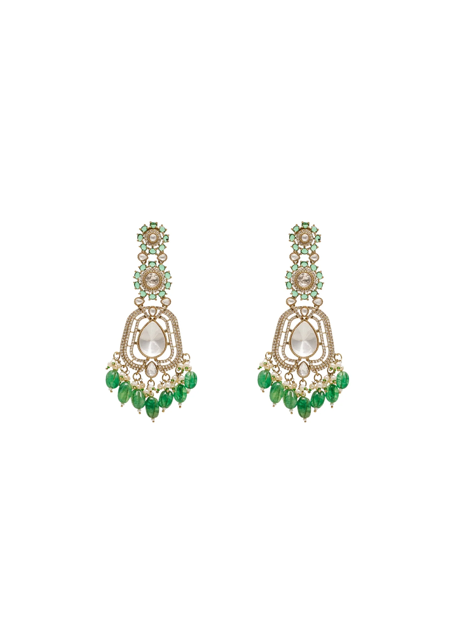Green Gold Festive Necklace Set