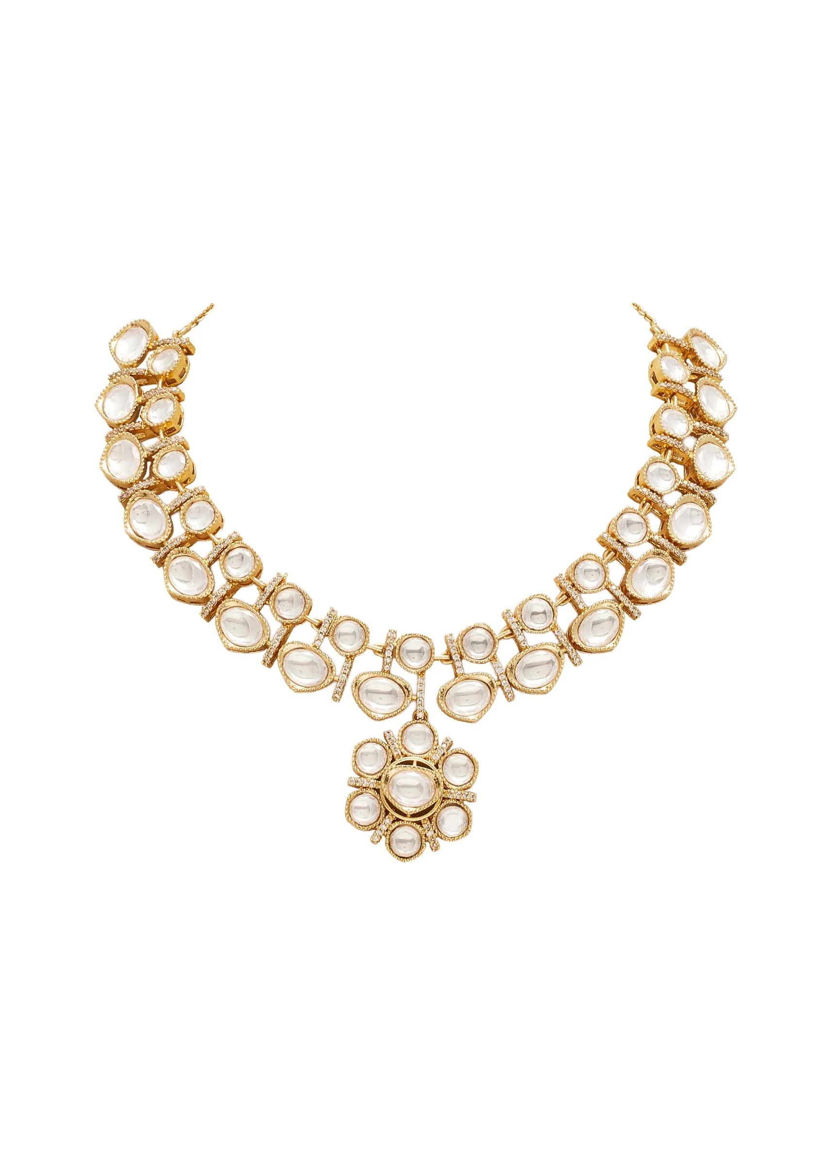 White Gold Pearl Necklace Set