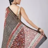 Cream Block Print Saree with Unstitched Blouse