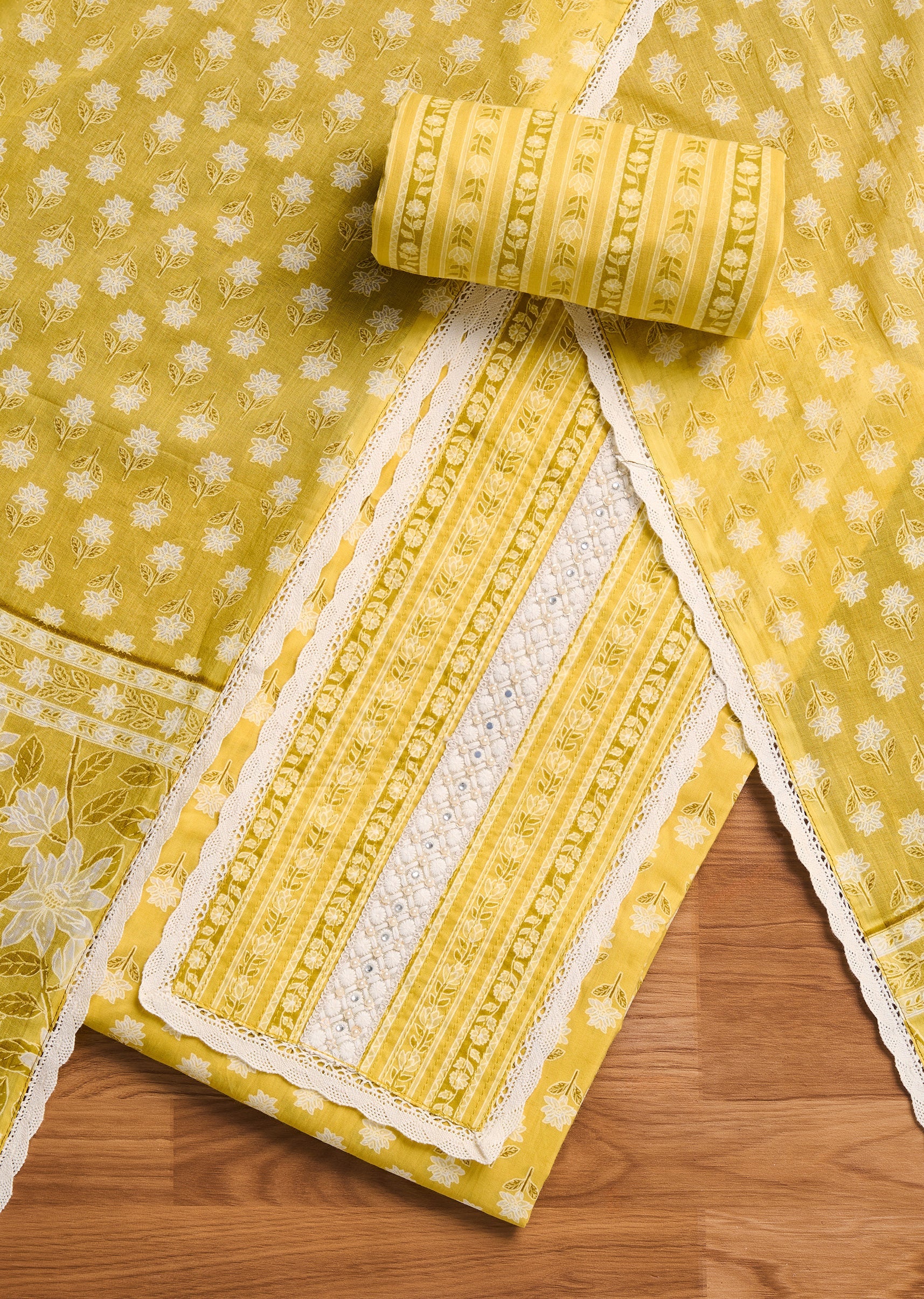 8050-bright-yellow-cotton-unstitched-suit-1.jpg Bright Yellow Cotton Unstitched Suit