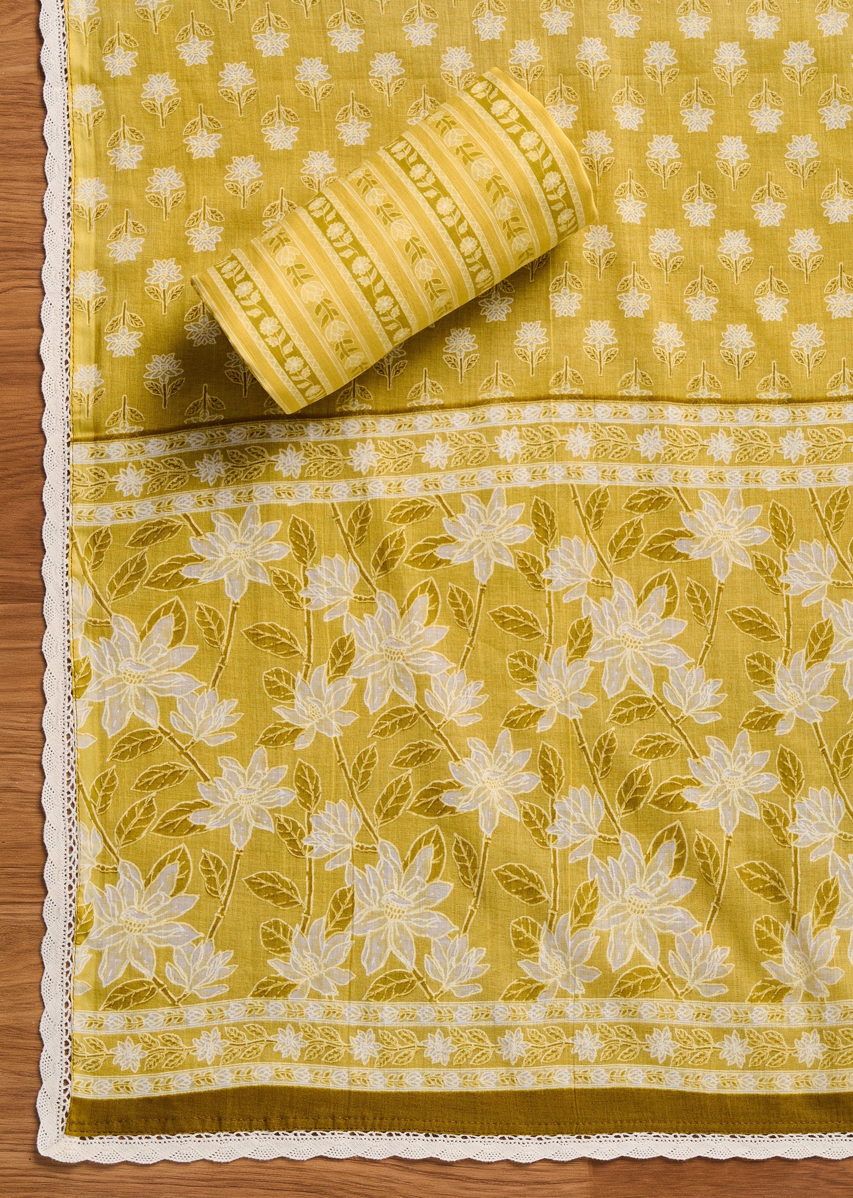 Bright Yellow Cotton Unstitched Suit