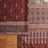 Simple Maroon Cotton Unstitched Suit