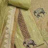 Green Cotton Printed Unstitched Suit With Dupatta
