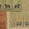 Green Cotton Printed Unstitched Suit With Dupatta