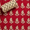 Deep Maroon Cotton Unstitched Suit
