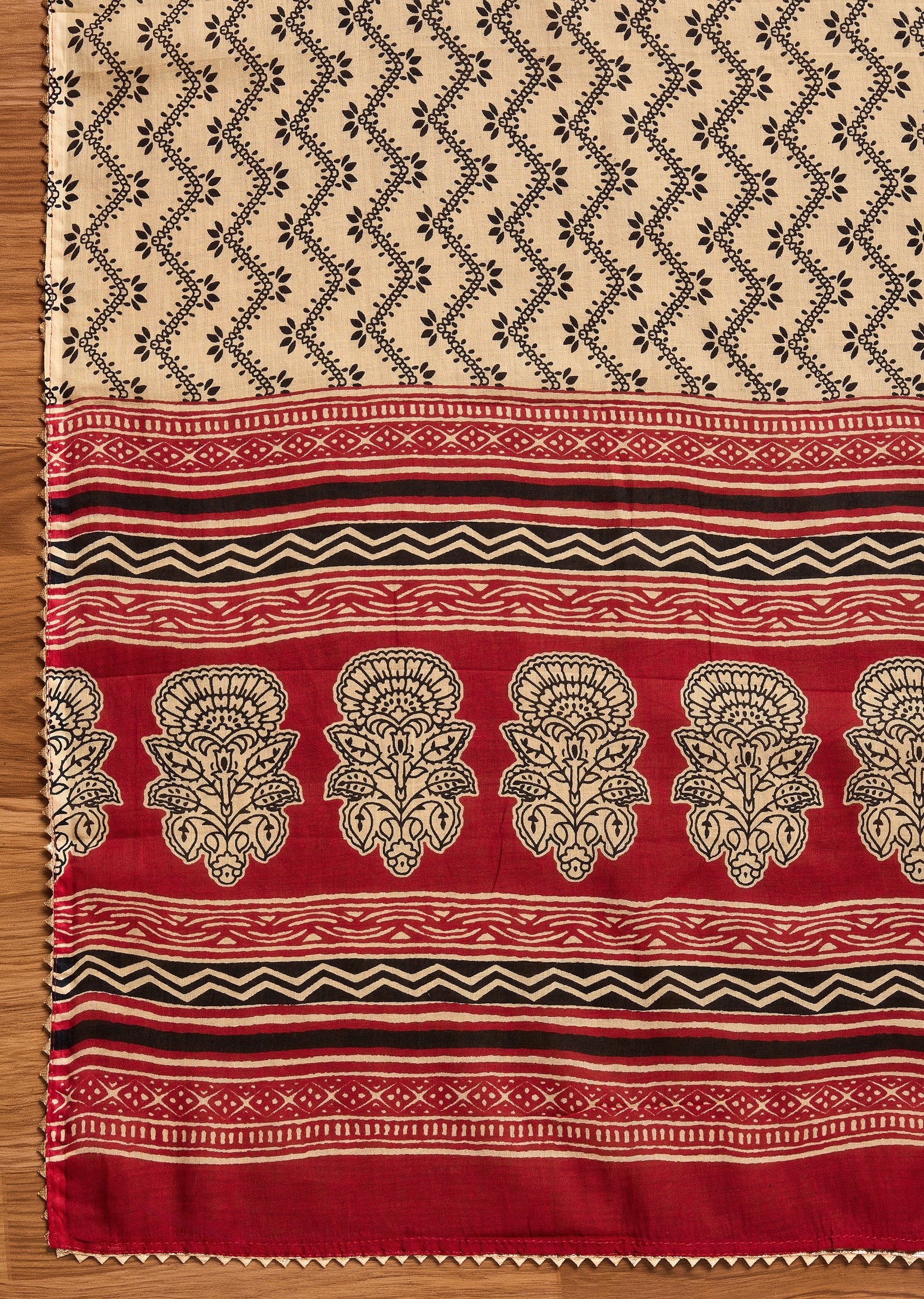 Deep Maroon Cotton Unstitched Suit