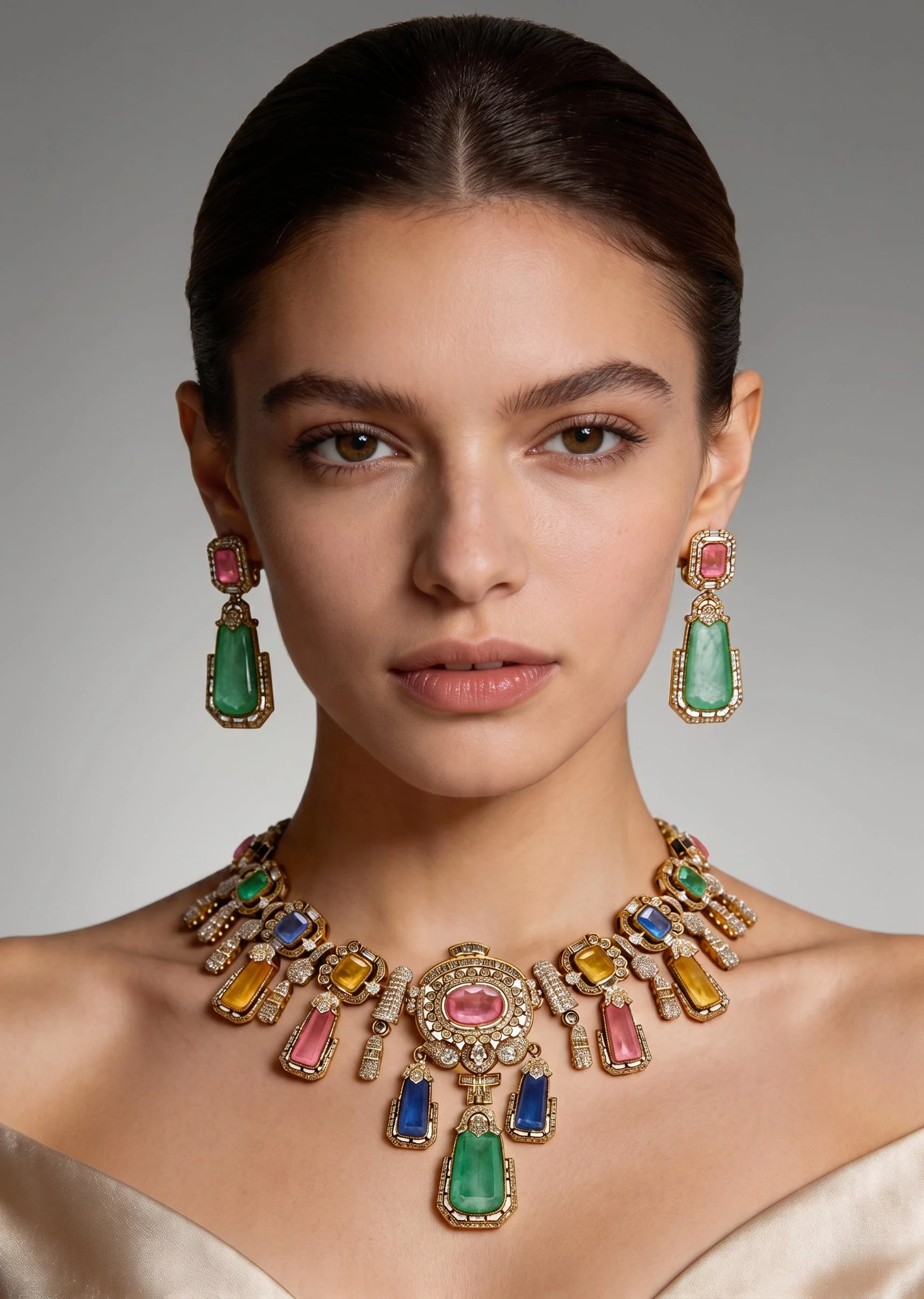 Multi Mint Green Festive Necklace Set
