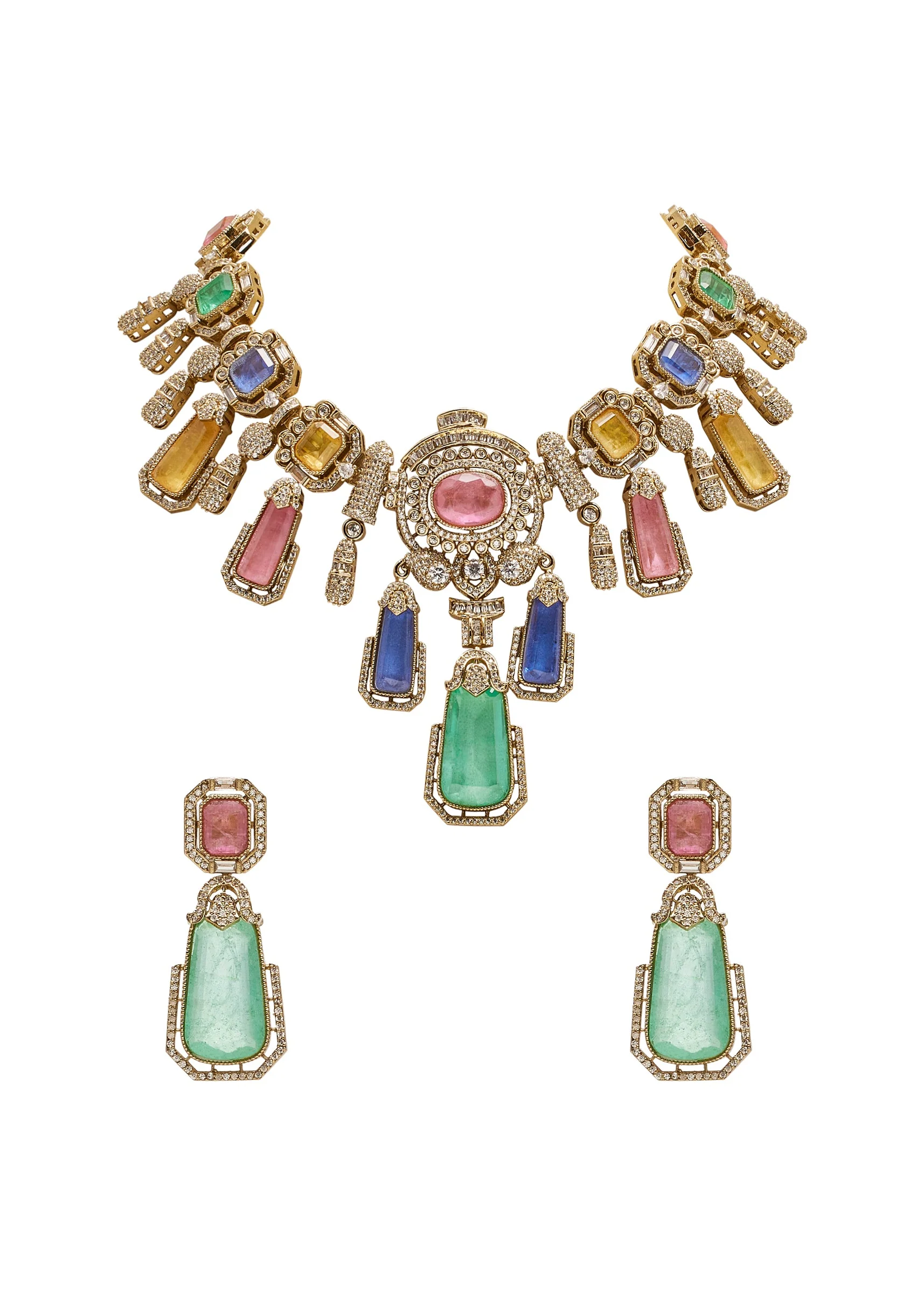 Multi Mint Green Festive Necklace Set