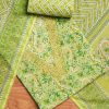 Parrot Green Cotton Floral Printed Unstitched Suit Set
