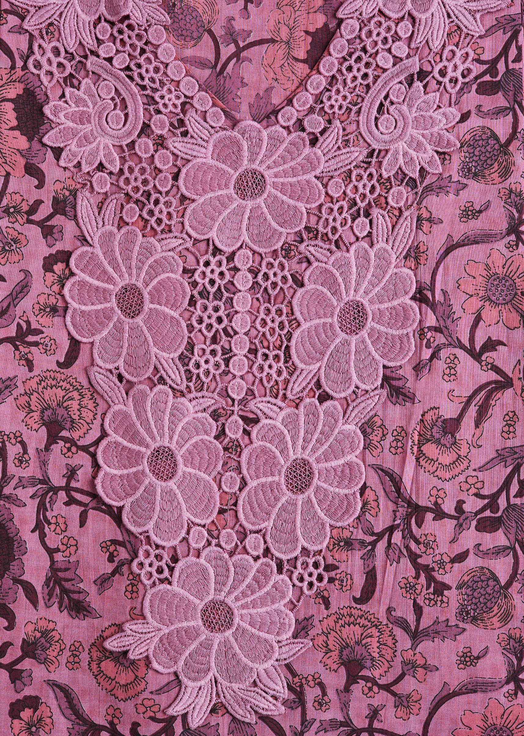Candy Pink Cotton Printed Unstitched Suit Set