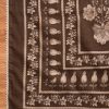 Brown Cotton Printed Unstitched Suit Set With Dupatta