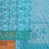 Aqua Blue Cotton Printed Unstitched Suit Set