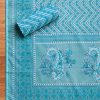 Aqua Blue Cotton Printed Unstitched Suit Set