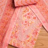 Peach Cotton Printed Unstitched Suit Set