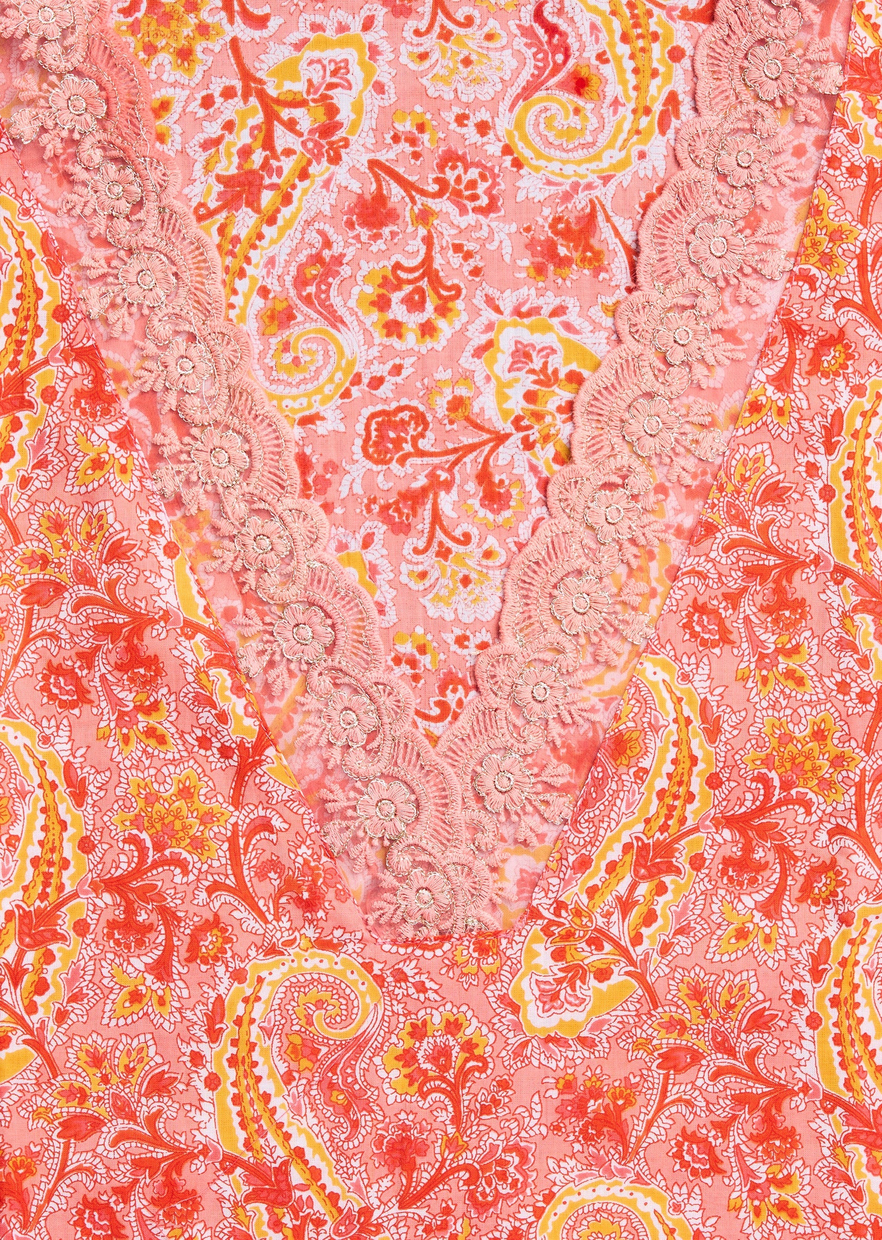 Peach Cotton Printed Unstitched Suit Set