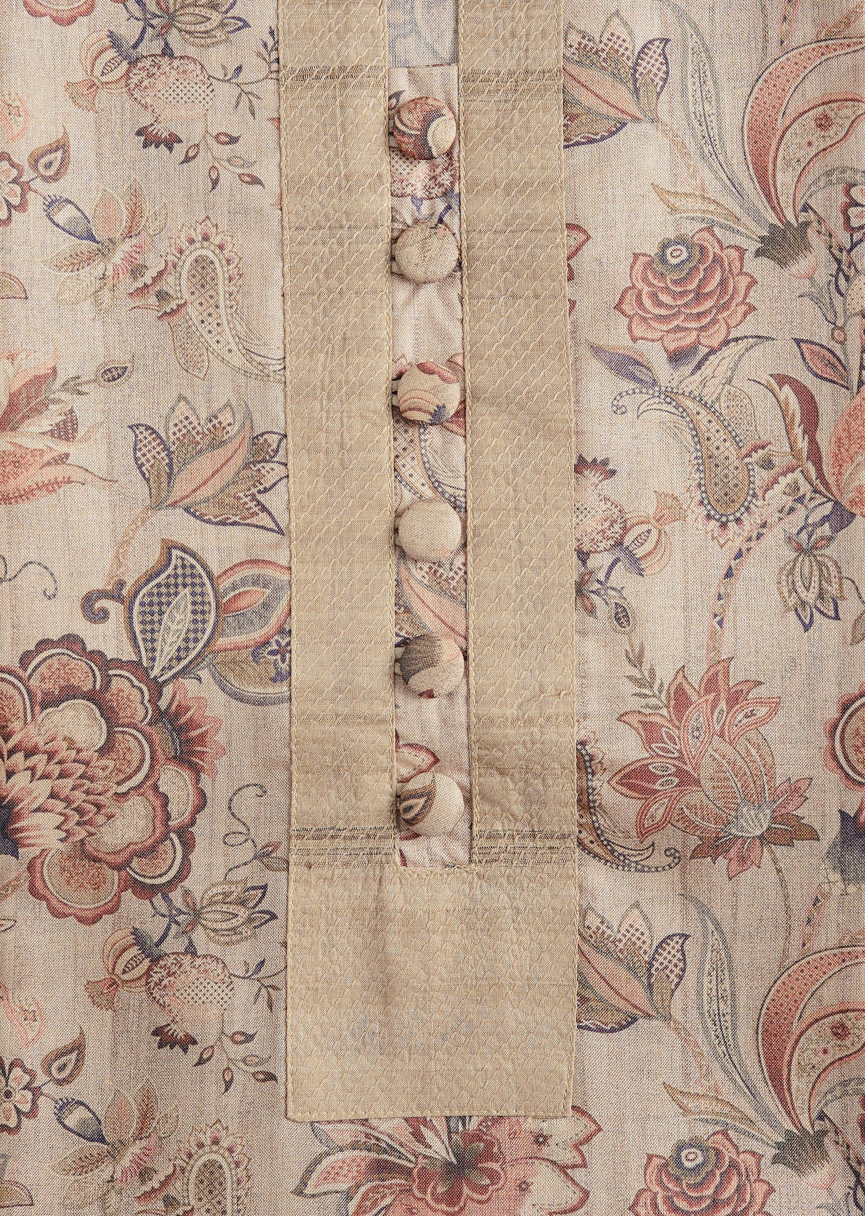 Sand Beige Cotton Printed Unstitched Suit Set