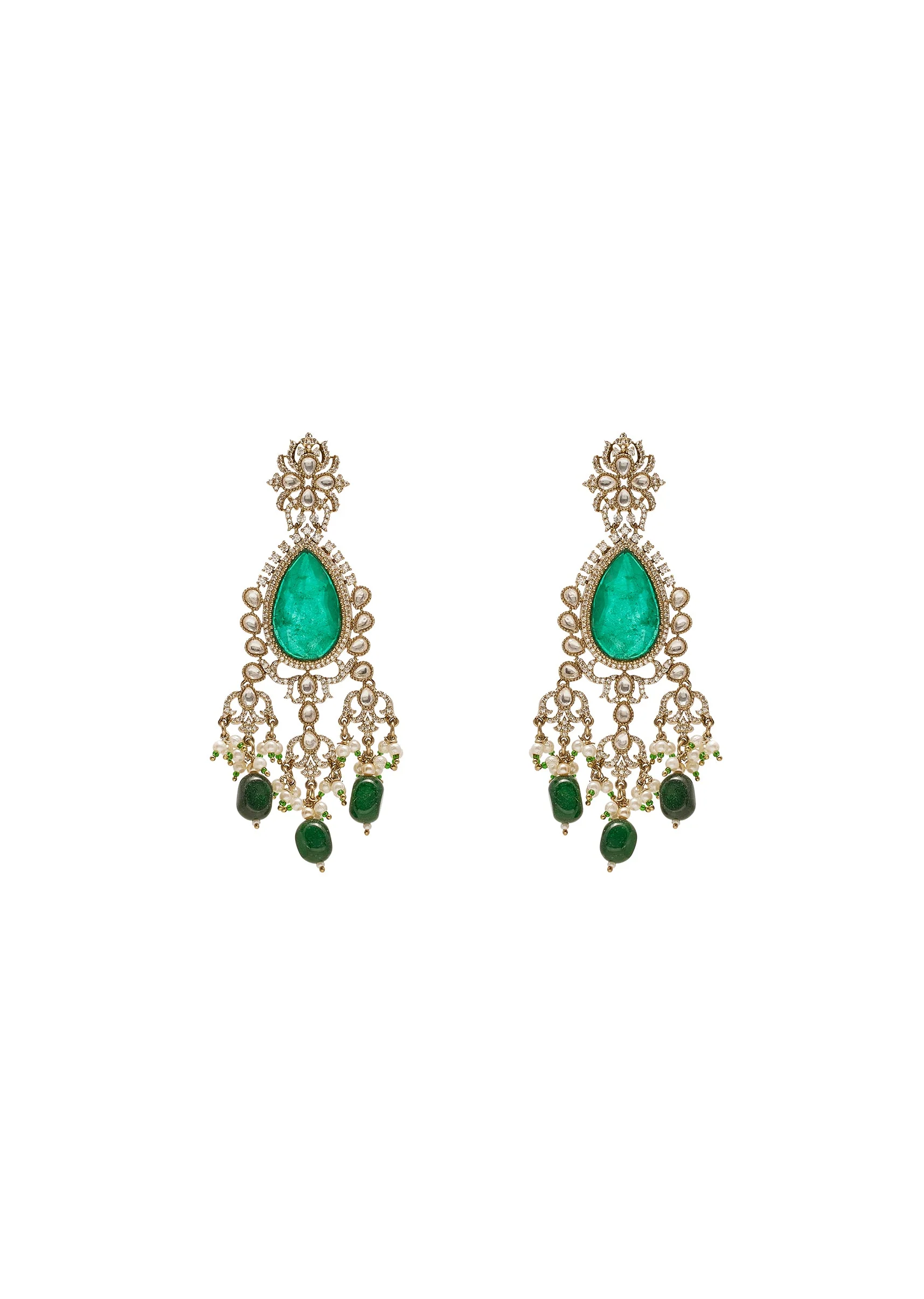 Green Gold Wedding Necklace Set