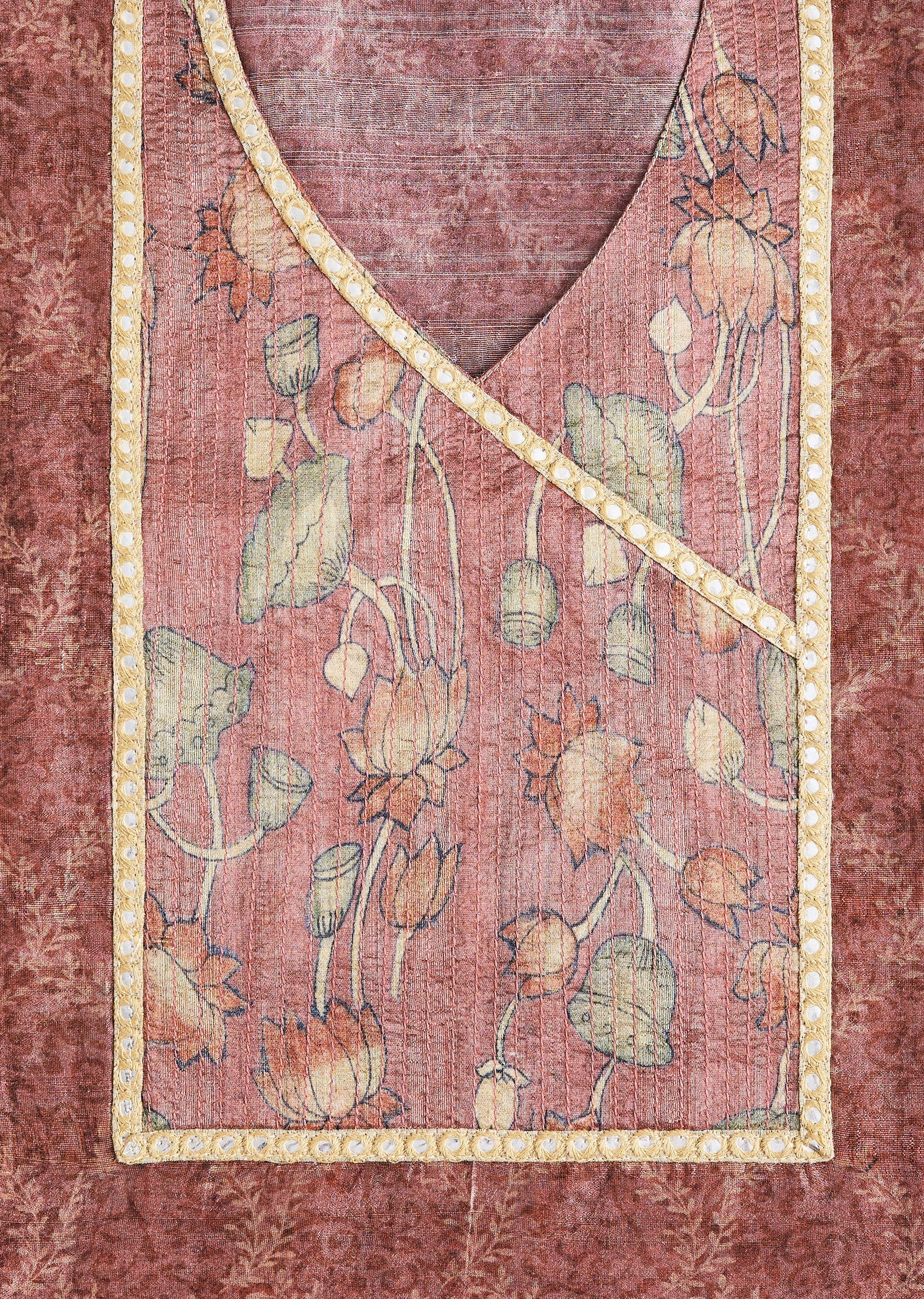 Dusty Mauve Cotton Printed Unstitched Suit Set