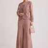 Mauve Satin Palazzo Set With Embellished Jacket