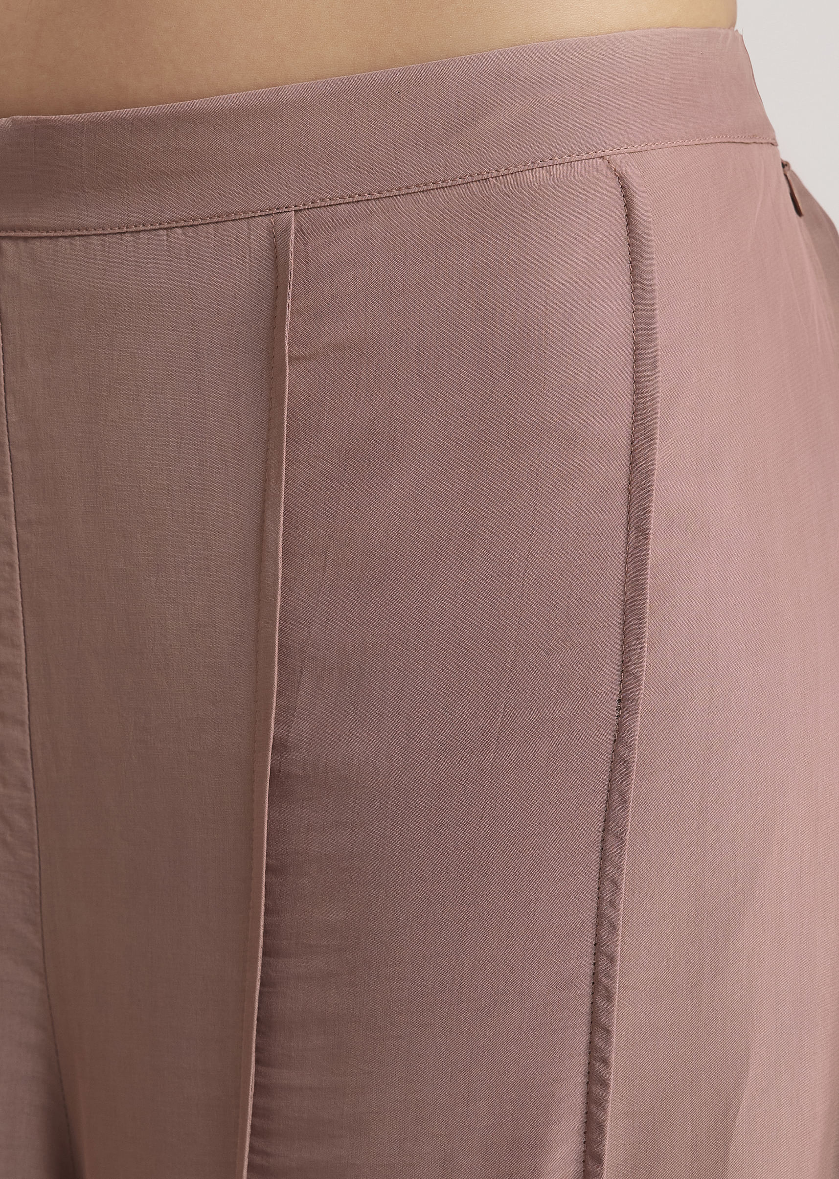 Mauve Satin Palazzo Set With Embellished Jacket