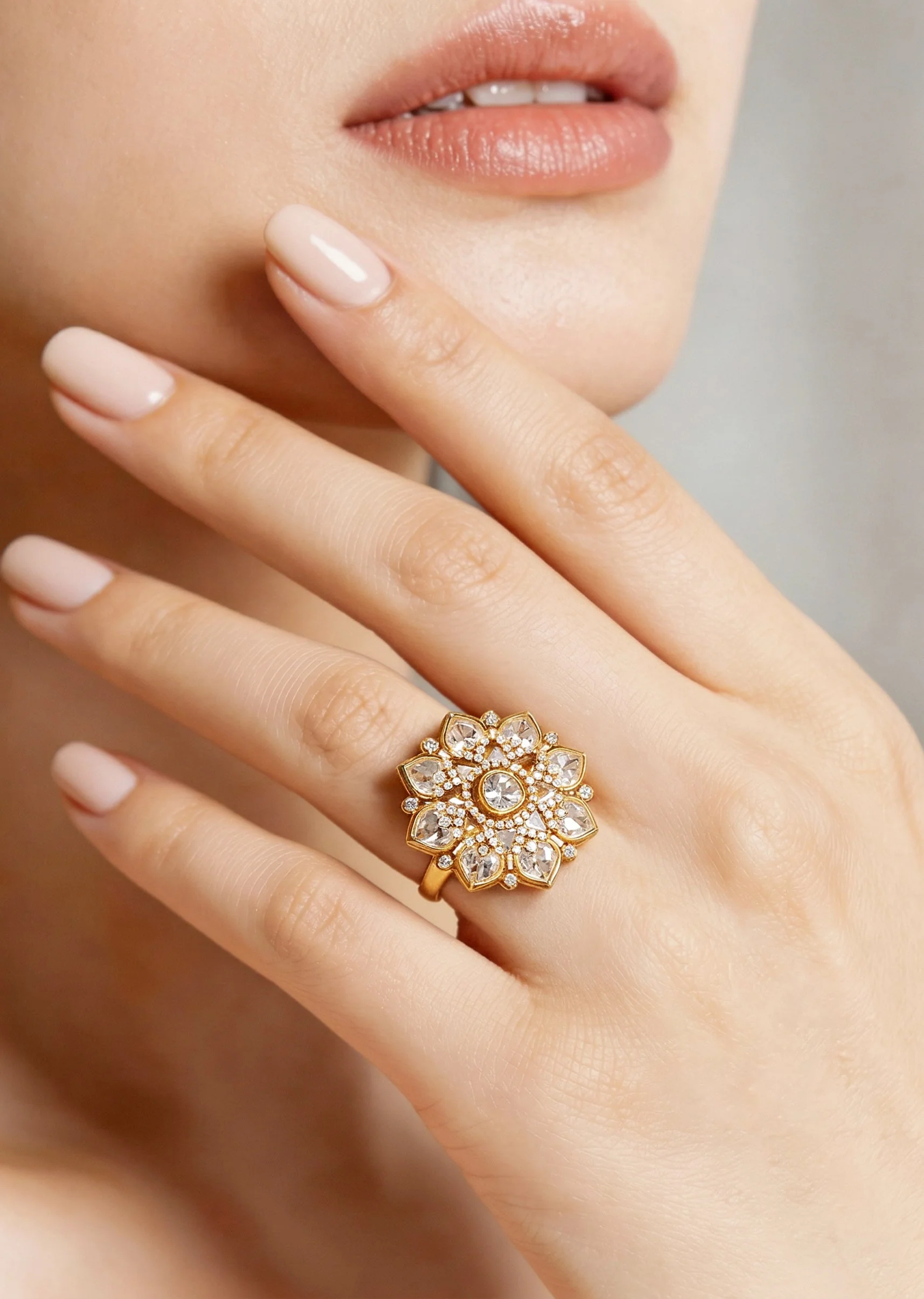 White Gold Polki Ring