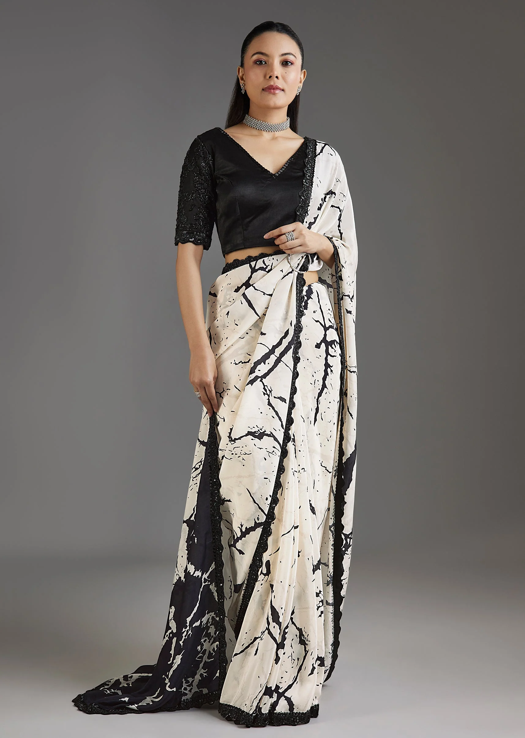 8089-black-printed-crepe-saree-with-satin-blouse-1.webp Black Printed Crepe Saree With Satin Blouse
