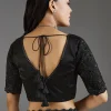 Black Printed Crepe Saree With Satin Blouse