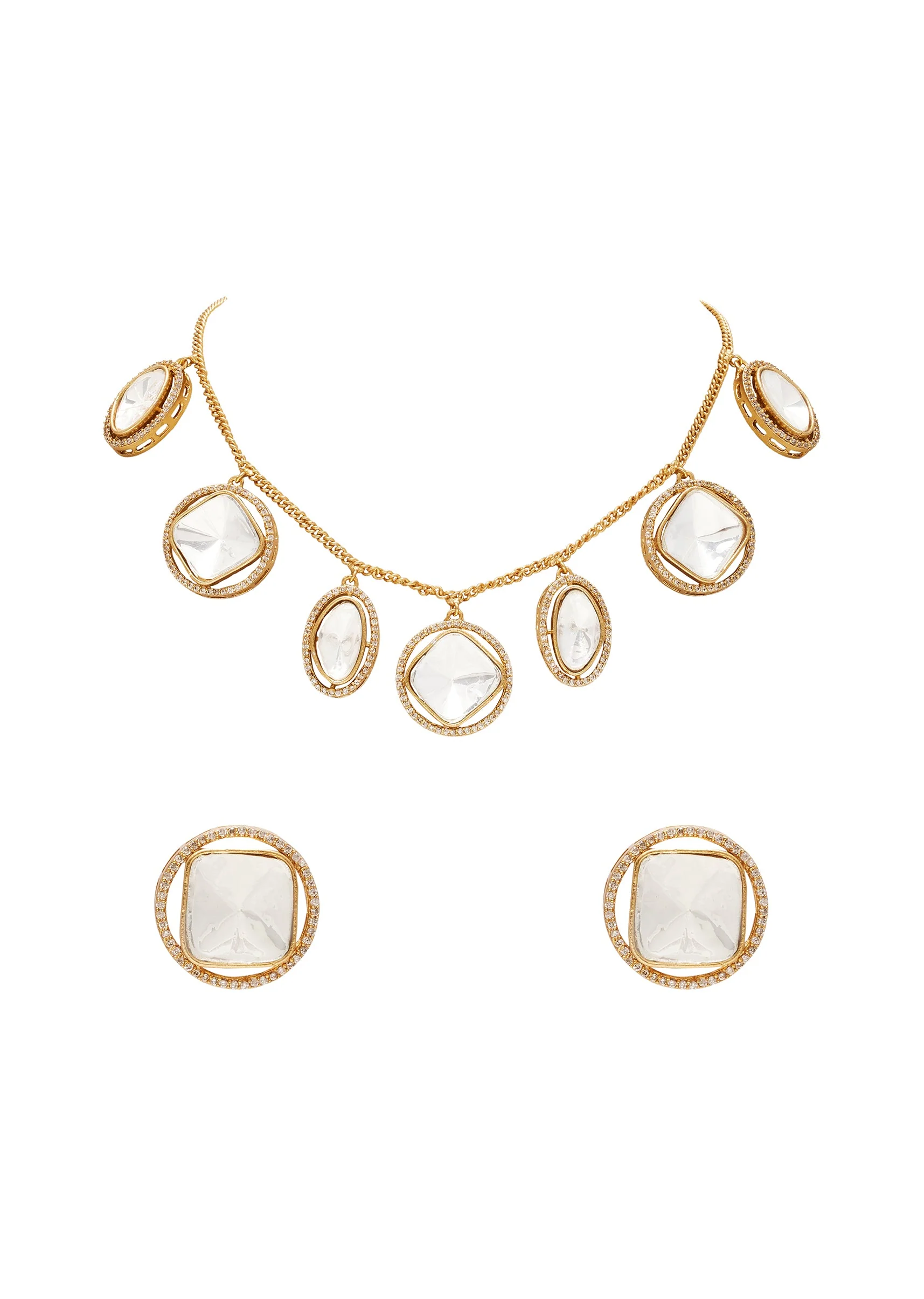 Modern Gold Zirconia Necklace Set