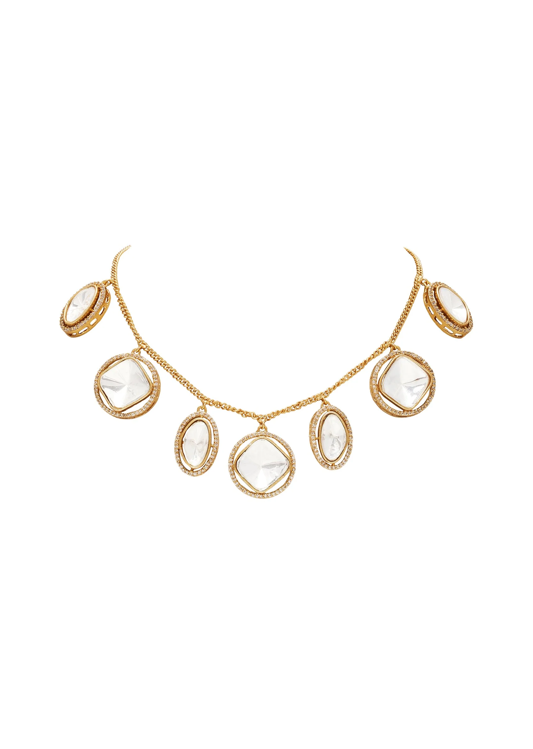 Modern Gold Zirconia Necklace Set
