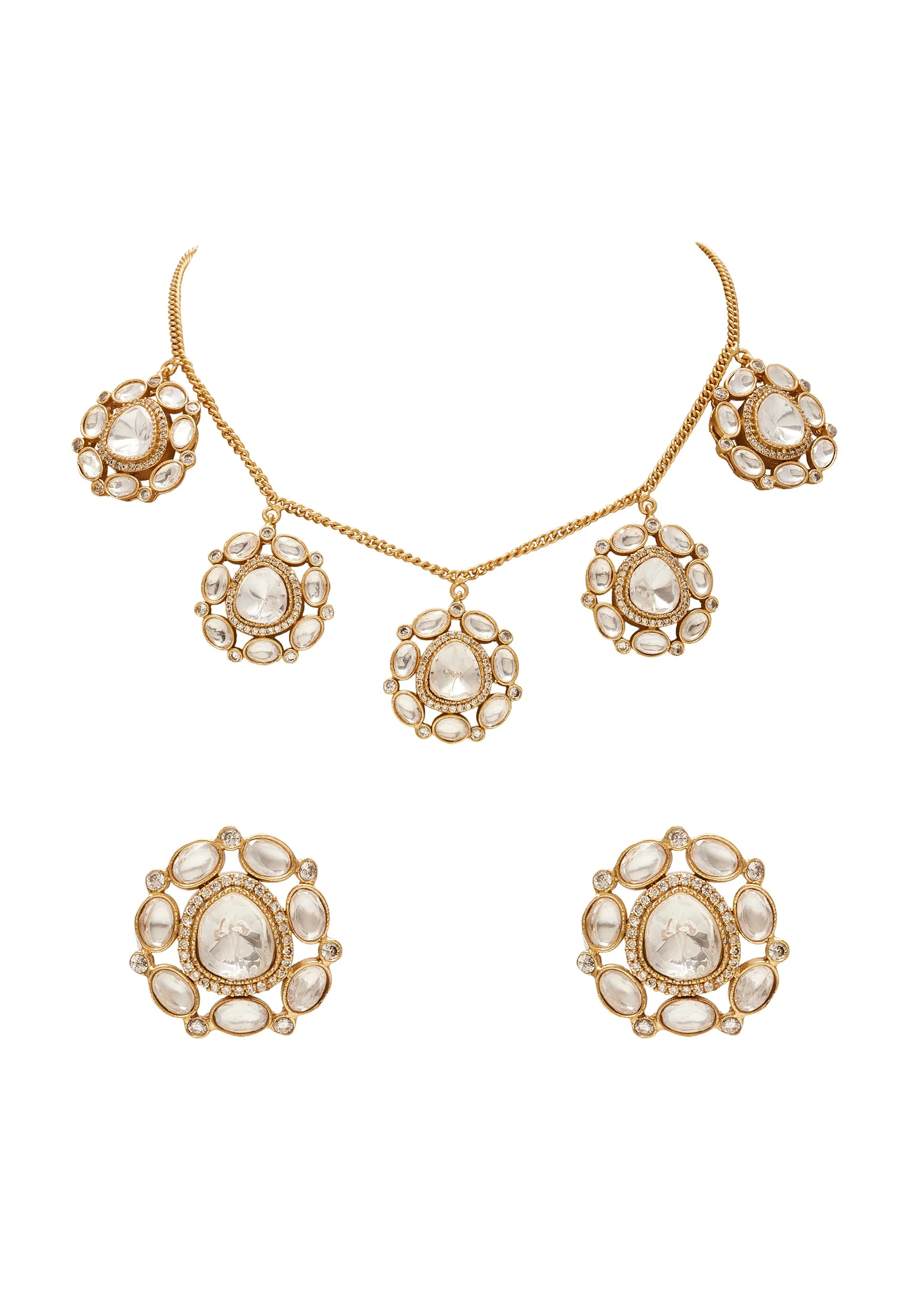 Gold Zirconia Bridal Necklace Set