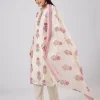 Pink Hand Block Printed Chanderi Kurta Set