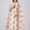 Pink Hand Block Printed Chanderi Kurta Set