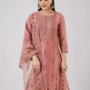 Pink Chanderi Kurta Set With Embellished Work