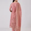Pink Chanderi Kurta Set With Embellished Work