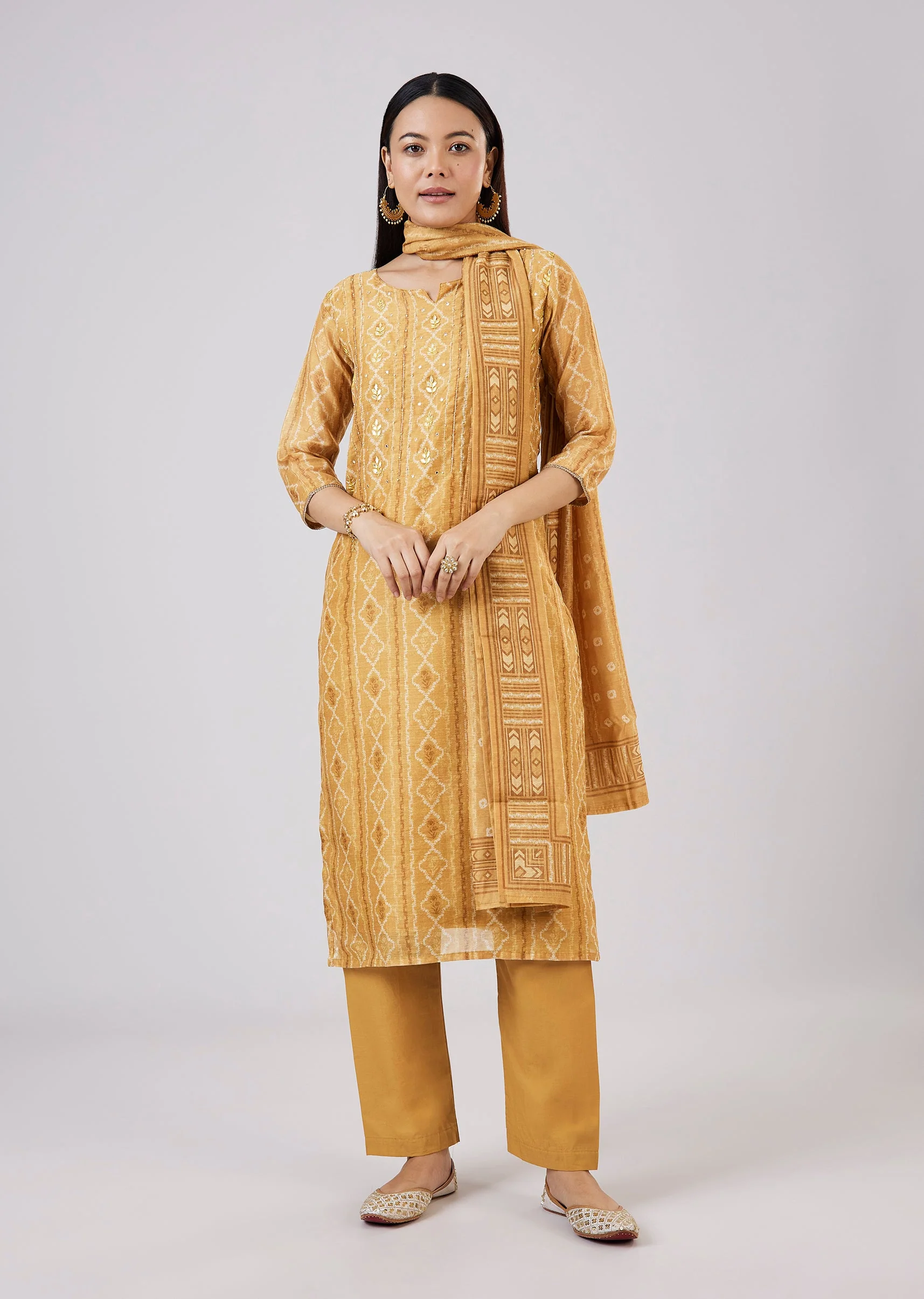 8121-yellow-chanderi-kurta-set-with-gotta-patti-work-1.webp Yellow Chanderi Kurta Set With Gotta Patti Work