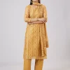 Yellow Chanderi Kurta Set With Gotta Patti Work
