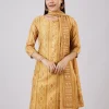 Yellow Chanderi Kurta Set With Gotta Patti Work