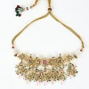 Gold Plated Pink Kundan Polki Choker Necklace Set With Earrings