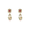 Gold Plated Pink Kundan Polki Choker Necklace Set With Earrings