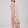 Pink Linen Kurta Set With Sequins Detailing