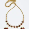 Gold Plated Red And White Kundan Polki Choker Necklace Set With 2 Earrings