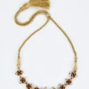 Gold Plated Red And White Kundan Polki Choker Necklace Set With 2 Earrings