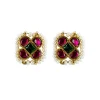Gold Plated Red And White Kundan Polki Choker Necklace Set With 2 Earrings