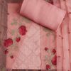 Pink Tussar Embroidered Dress Material Suit