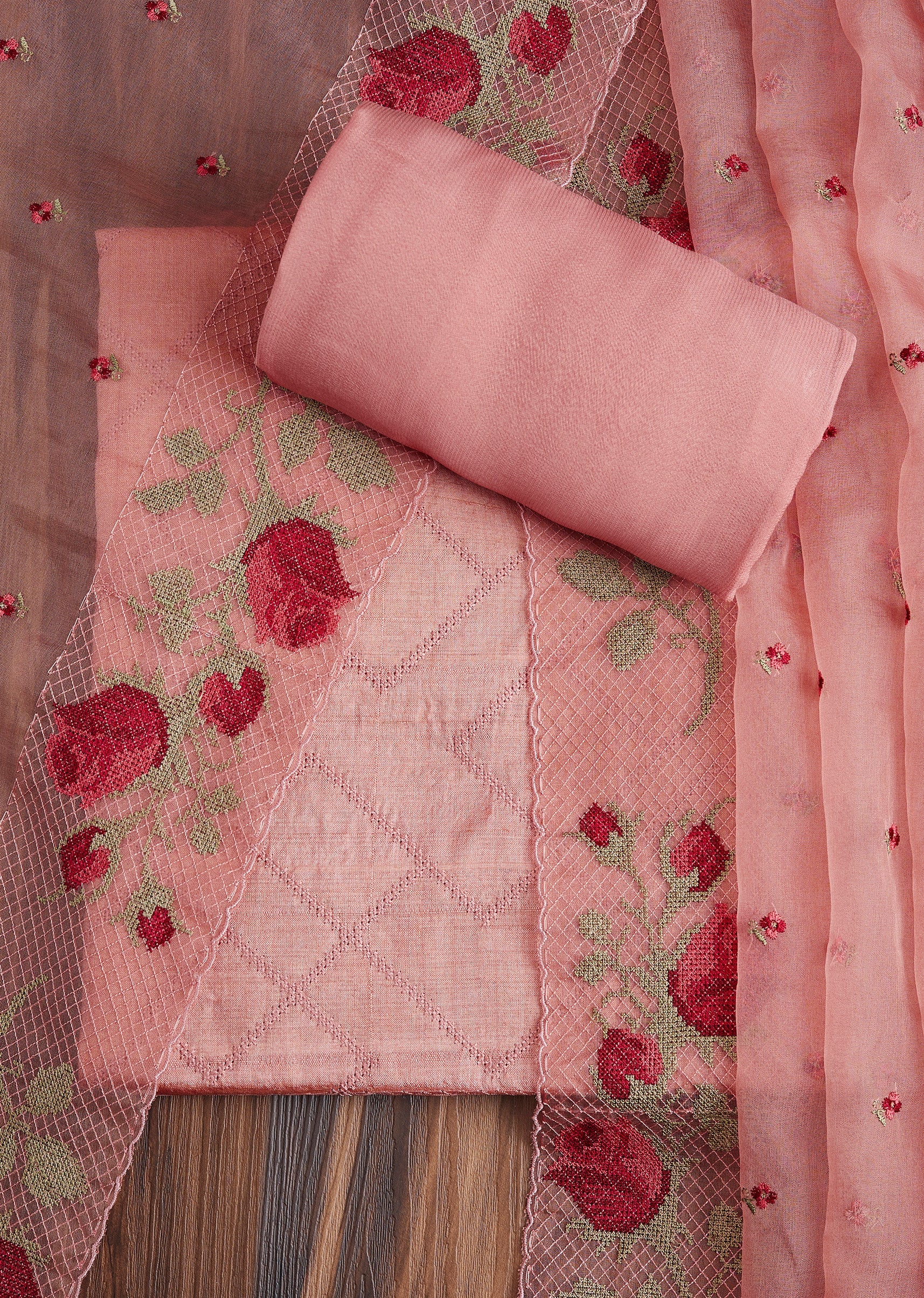 8153-pink-tussar-embroidered-dress-material-suit-1.jpg Pink Tussar Embroidered Dress Material Suit