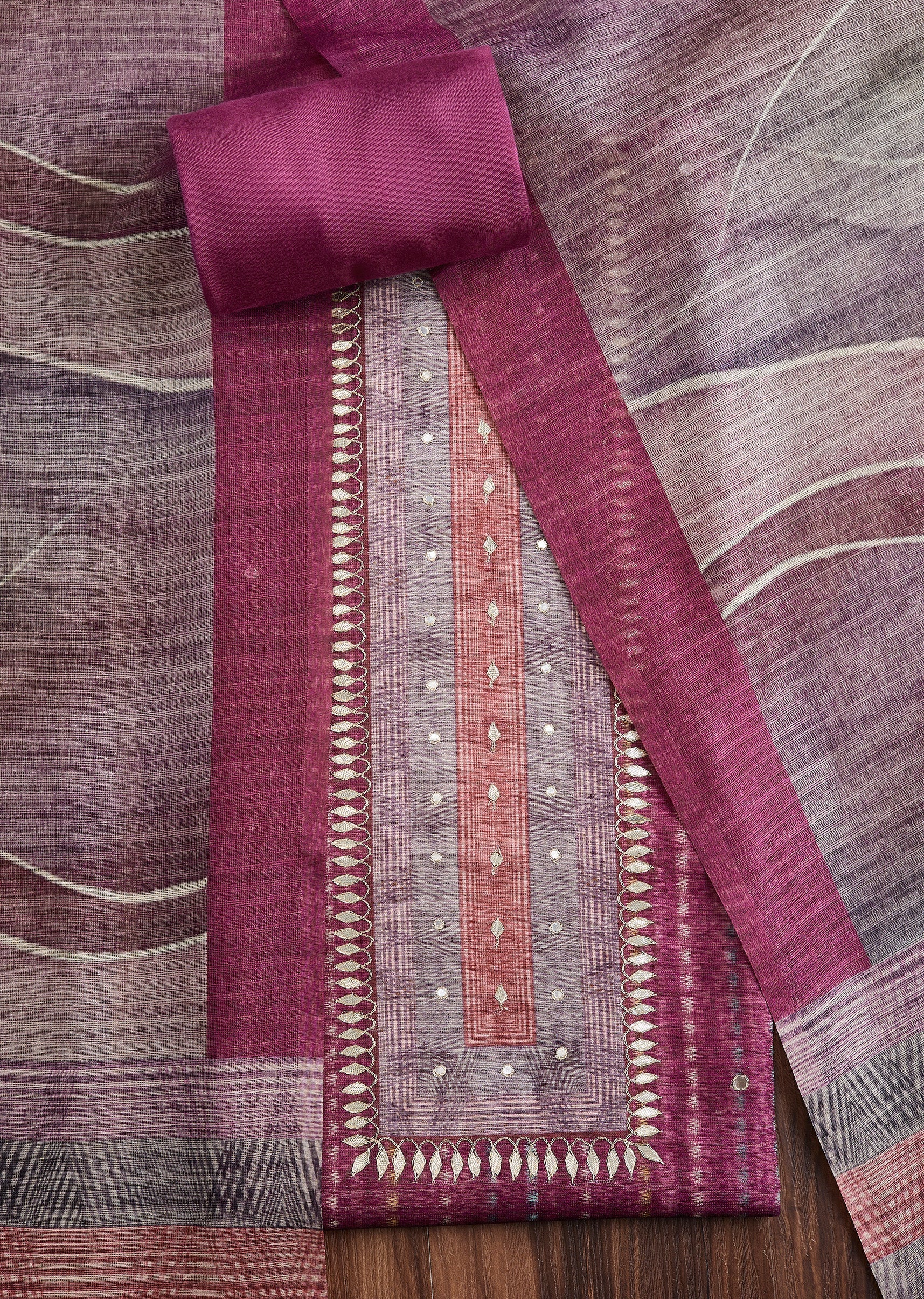 8156-rani-pink-tussar-suit-set-1.jpg Rani Pink Tussar Suit Set