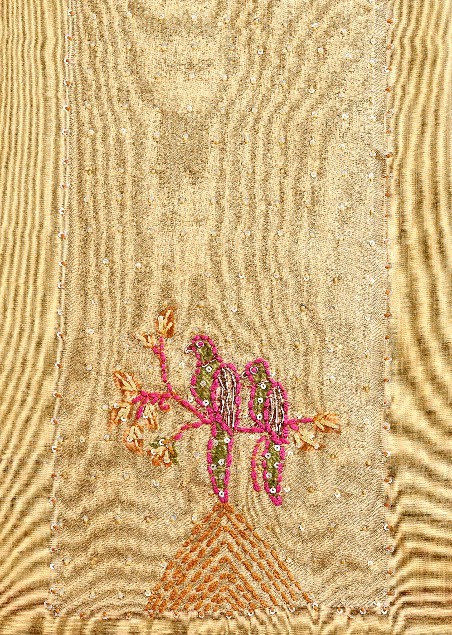 Yellow Linen Embroidered Unstitched Suit